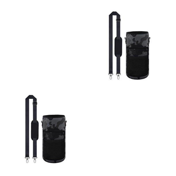 Greeniant Funda para botella de agua con correa para el hombro Bolsa para hervidor de agua con aislamiento universal Funda para termo al vacío Impreso Negro 2piezas