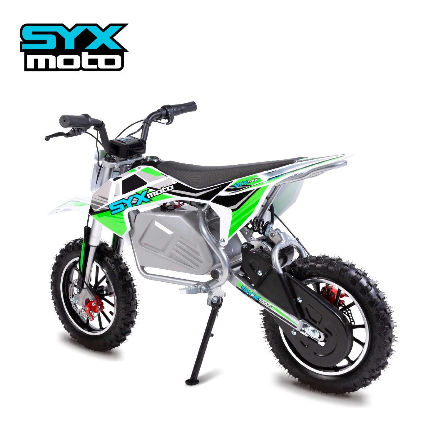 SYX MOTO KBE 500W 36V Electric Beginner Kids Mini Dirt Bike, 1 Seat, Green/Grey