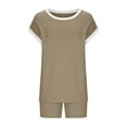 thumbnail image 5 of DDAPJ pyju Womens Loungewear Set Short Sleeve Tops and Shorts 2 Piece Outfits Matching Lounge Pajama Set with Pockets Lightning Sales of Today Khaki XL, 5 of 6