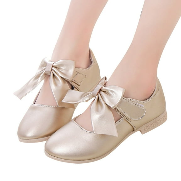 Toddler Girls Soft Leather Dress Shoes Kids Mary Jane Ballet Flats Shoes Slip On Bowknot Princess Loafers