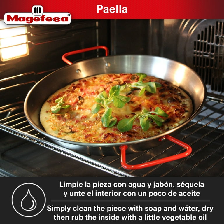 Machika Polished Steel Paella Pan for 8 Servings (15 inch
