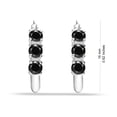 thumbnail image 4 of LeCalla 925 Sterling Silver 3MM Round Black Onyx Birthstone Gemstone Click-Top Small Hoop Earrings for Women and Teen 16MM, 4 of 7