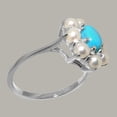 thumbnail image 3 of LBG British Made 18k White Gold Natural Turquoise & Cultured Pearl Womens Anniversary Ring - 33 size options - Size 8.5, 3 of 6