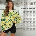 thumbnail image 6 of Xoenoiee Lemon Leaves Print Women's Long Sleeve Sweatshirts Pullover Casual Crewneck Tunic Tops Drop Shoulder Sweartshirts with Side Slits, Size L, 6 of 7