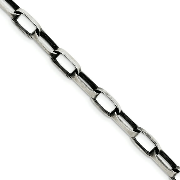 Primal Silver Sterling Silver 8mm Antiqued Oval Link Bracelet