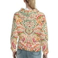 thumbnail image 7 of Fotbe Indian Paisley 1 Pattern Womens Long Sleeve Hoodie, Pullover Hooded Sweatshirt, Kangaroo Pocket Hoodie with Eye-catching Drawstrings-Small, 7 of 7