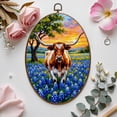 thumbnail image 7 of Western Canvas Wall Art Longhorn Cow Bluebonnet Field Sunset Vibrant Sky Rolling Hills Oval Framed Canvas Prints Vintage Wall Hanging Decor for Home Decorations 8.6"x11.4", 7 of 7