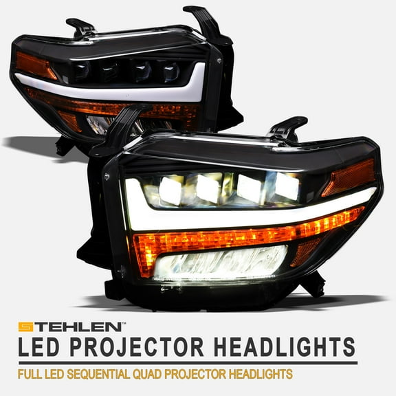 Stehlen 642167819202 Full LED Sequential Quad Projector Headlights ( Black ) For Toyota Tundra 2014-2021