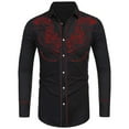 thumbnail image 2 of Retro Cowboy Western Shirt Mens Long Sleeve Button Down Shirts Halloween Party Tops Red M, 2 of 5