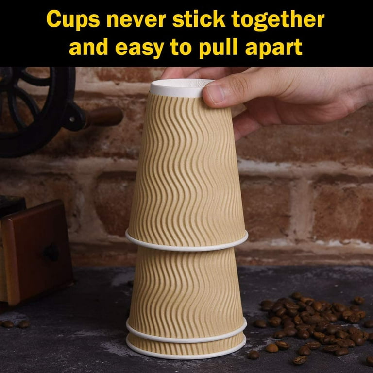 Restaurantware Insulated Paper Coffee Cups - Ripple Wall - Yellow - 16 oz - 500ct Box - Matching Lids Sold separately: RWA0360B, RWA0360W, RWA0328LG