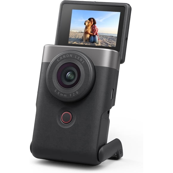 Canon PowerShot V10 Vlogging Camera, 20.9MP, 4K Video, Built-In Stand & Microphone, Compact Camera, Silver (International Model)