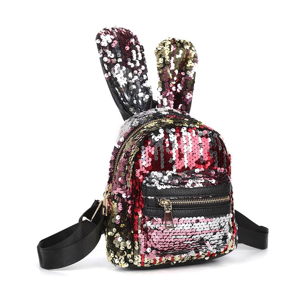 3pcs/set Women Rabbit Ear Sequin Backpacks Schoolbag Girl Shoulder Bags Tote Bag
