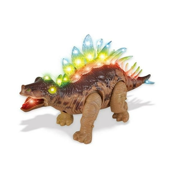 AZ Import D638 Brown Marche Stegosaurus avec Clignotement & Sons Jouets de Dinosaures pour les Enfants - Brun
