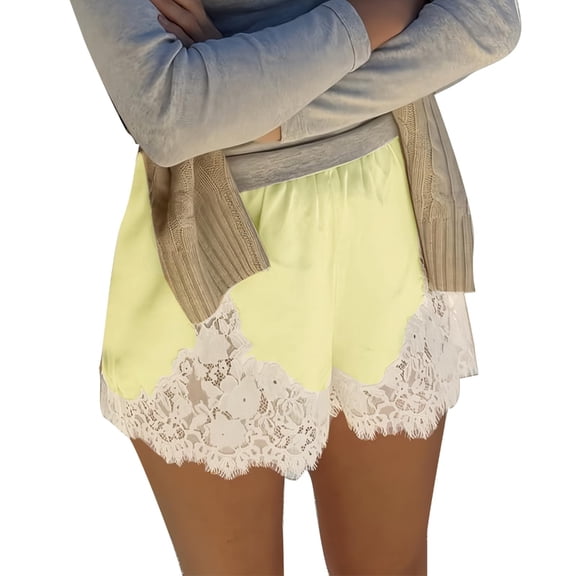 Misright Women Silk Lace Shorts Low Rise Shorts Lounge Half Slip Pj Bottoms French Knickers