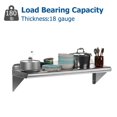 thumbnail image 4 of BeesClover 24"x12" Stainless Steel Wall Shelf with Adjustable Backsplash & Brackets, 4 of 6