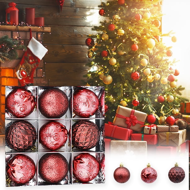 Bola de árbol de Navidad de 6cm/9 Uds.bola de fiesta navideña para colgar en la ventanabola colorida (vino) Ndcxsfigh Nuevos Originales