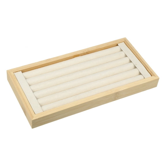 Vocoste Bamboo Wood Ring Tray Stackable Storage Jewelry Tray Showcase Display Organizer for Rings Beige
