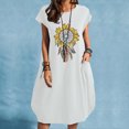 thumbnail image 1 of SMihono Robe d'Été Boho pour Femmes Grande Taille Robe d'Été en Coton et Lin à Imprimé Floral Manches Courtes avec Poche Col Rond Ample, 1 of 6