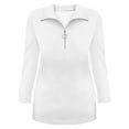 thumbnail image 6 of YEJIMAN White Shirt Women, Polyester,Spandex Plus Size Tunic Tops For Women, Women's V Neck 3/4 Sleeve Tops Quarter Zip Collared Shirts Shirts Summer Tees, 6 of 7