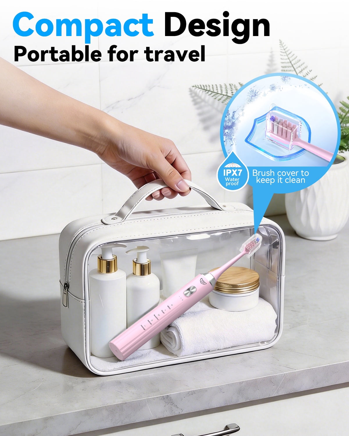 JTF Sonic Electric Toothbrush with UV & Drying: 5 Customized Modes for Effective Yet Gentle Cleaning –with 8 Brush Heads, Rinse Cup, Wireless Charging Base, Rechargeable for Daily Care, Home & Travel
