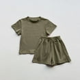 thumbnail image 2 of Odeerbi 1-10 Years Toddler Boys Girls Summer Outfits Solid Color Cotton Short Sleeve T-Shirt Shorts Two-piece Set Cute Soft Loungewear Toddler Boys Girls Clothes, 2 of 5