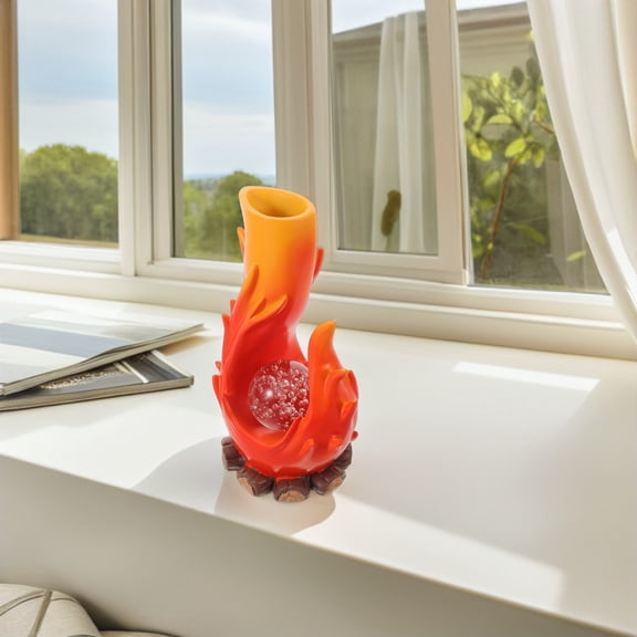 DEEPCRAFF Novelty Resin Vase with Realistic Flame for Modern Living Room Decor