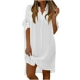 thumbnail image 7 of Ruimatai Women's Casual Linen Shirt Dress Summer Beach Short Sleeve Solid Color Loose Comfortable Stylish Spring Outfit Party Daily Wear, 7 of 7