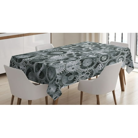 

Clock Decor Tablecloth A Background with Metal Realistic Cogwheels Engineering and Technologic Theme Pattern Rectangular Table Cover for Dining Room Kitchen 52 X 70 Inches Grey by Ambesonne