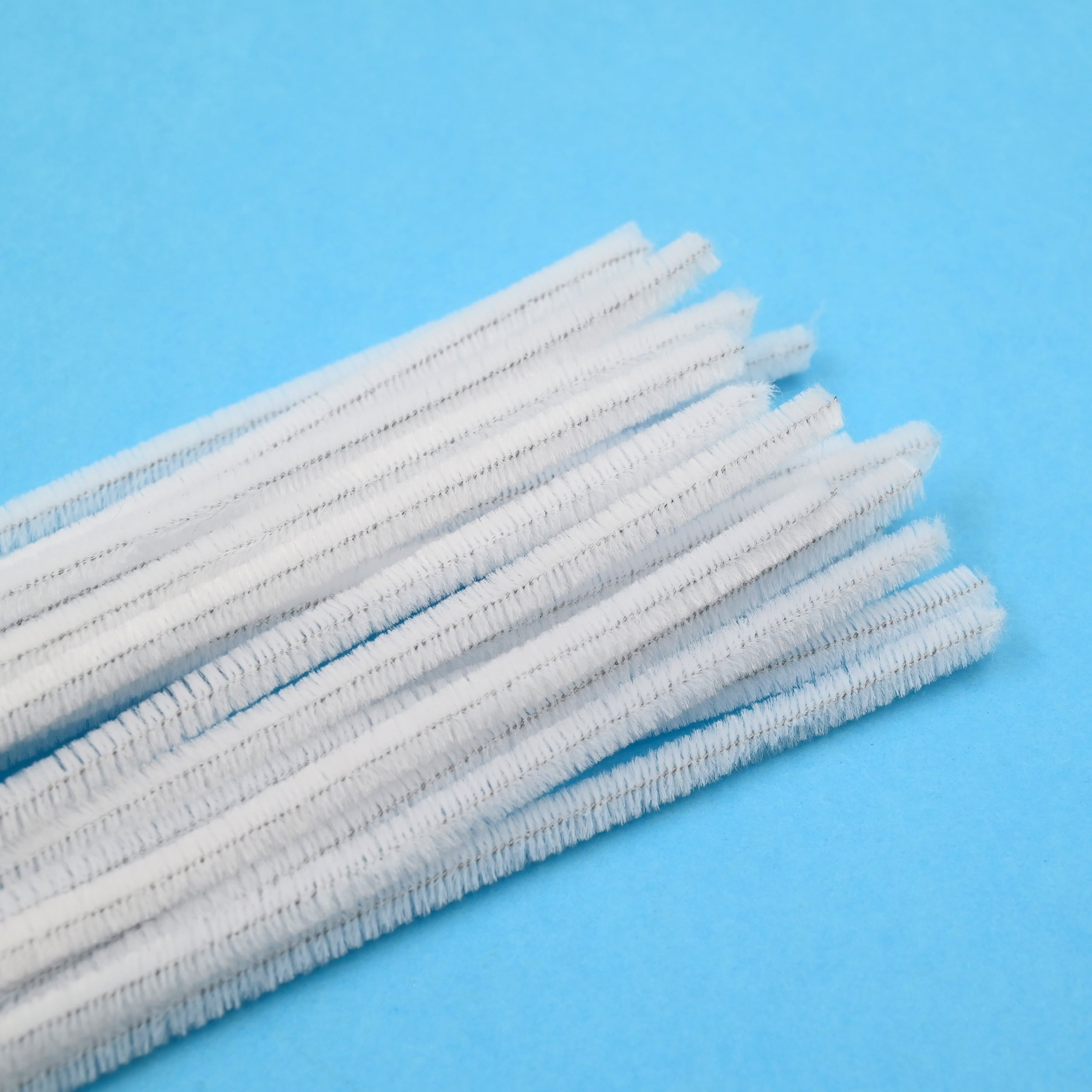 Hello Hobby 25 Count White Fuzzy Sticks for Kids Crafts and DIY Projects