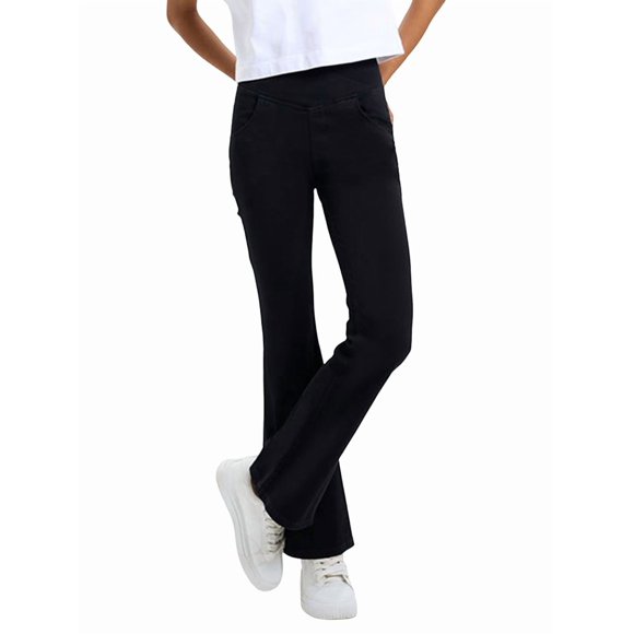 Leggings de Yoga de Mezclilla Ajustados con Bolsillos y Cintura Alta para Mujer Negro XXL