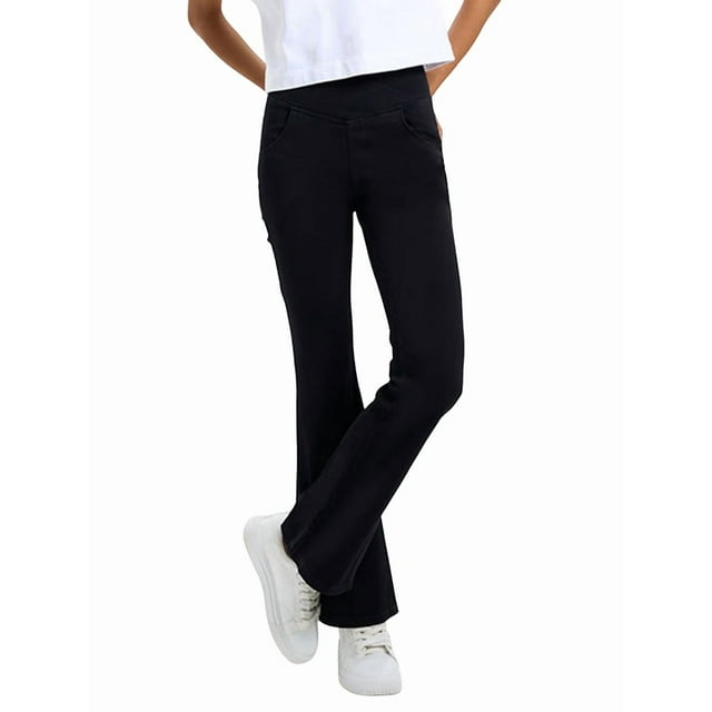Leggings de Yoga de Mezclilla Ajustados con Bolsillos y Cintura Alta para Mujer Negro M