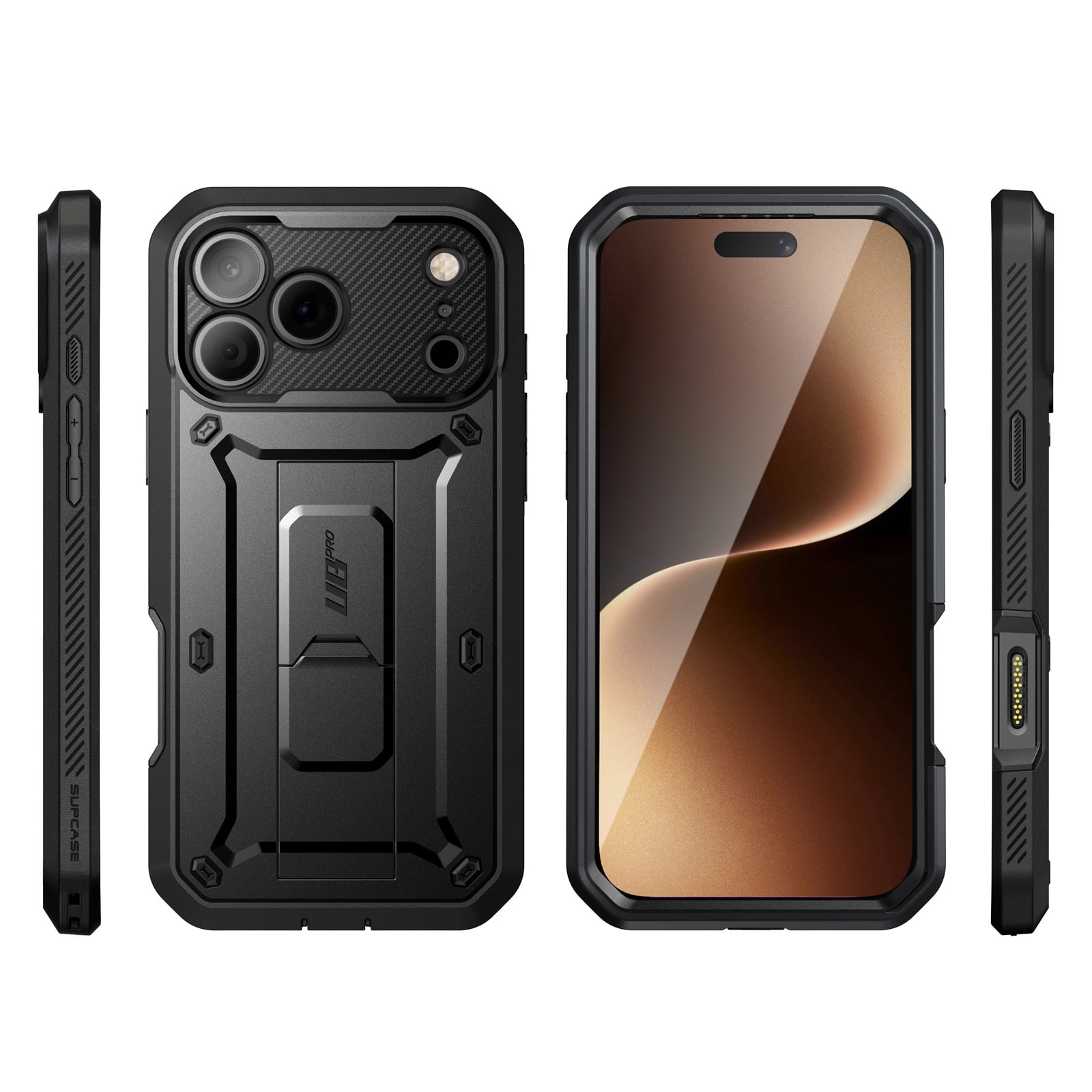 SUPCASE Unicorn Beetle Pro for iPhone 17 Pro Max 6.9" 2025 Case with Screen Protector, [Built-in Stand & Camera Control Button & Belt-Clip] [Military-Grade Protection] Full Body Phone Cover, Black