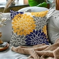 thumbnail image 6 of Mustard Yellow Navy Blue Grey Pillow Covers 18x18 Inch Set of 2 Dahlia Floral Decorative Throw Pillows For Couch Geometry Flowers Modern Pillow Cases Home Decor For Sofa Couch Porch Patio Outdoor, 6 of 6