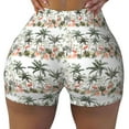 thumbnail image 2 of Haiem Flamingo Palm Trees No Front Seam Biker Shorts for Women Yoga Workout Gym Bike Shorts with Tummy Control Moisture-Wicking-Large, 2 of 9