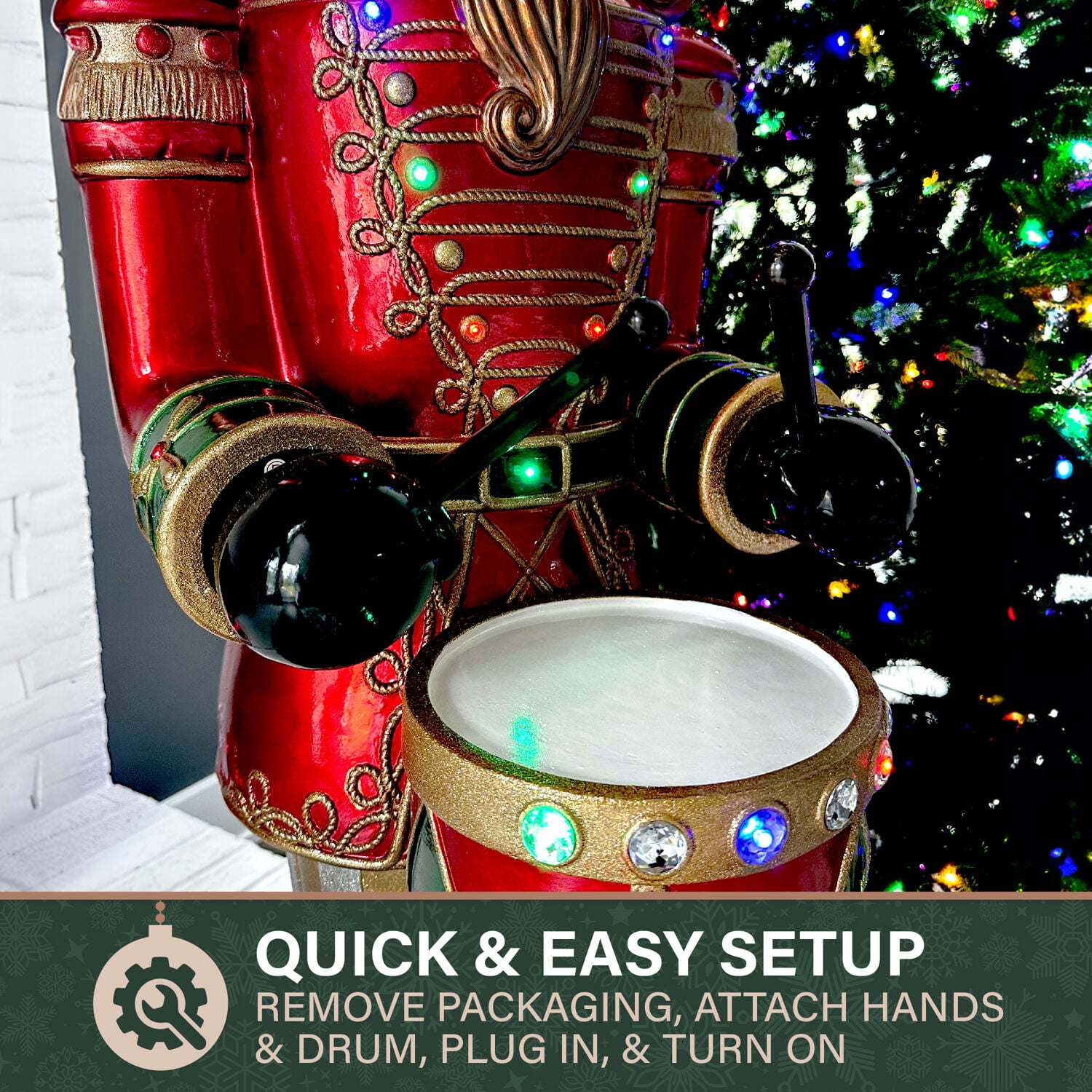 Fraser Hill Farm Indoor/Outdoor Oversized Christmas Decor, 5-ft. Nutcracker 20 LED Lights