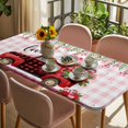 thumbnail image 3 of Valentine's Day Table Cloths for 5 Foot Rectangle Tables, Red Truck Roses Love Leaves Pink Plaid Patio Waterproof Elastic Fitted Tablecloths, Washable Rectangular Table Cover for Camping, 3 of 8