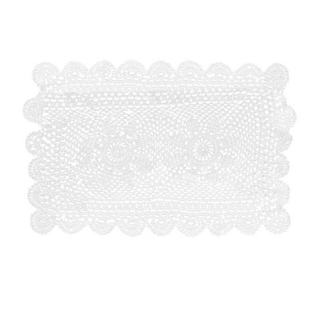 

Wedding placemat Hand Crochet Flower Placemat Delicate Cotton Lace Braided Hollow Out Cushion Decorative Wedding Table Mat (White 30x50cm)