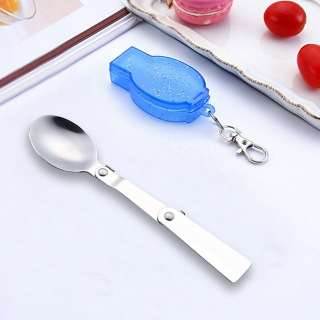 Binmer Ustensiles de Camping Pliants de Voyage en Plein Air Cuillère Fourchette de Poche en Acier Inoxydable - Ensemble de Vaisselle en Liquidation