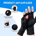 thumbnail image 4 of Goldeer Copper Compression Arthritis Gloves for Men & Women, Open Finger Copper Infused Compression Gloves for Hand Pain & Stiff Joints, Black, Size M, 4 of 7