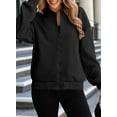 thumbnail image 5 of Eytino Jackets for Women Bomber Jacket Coat Casual Long Sleeve Stand Collar Zip Up Lightweight Fall Jackets with Pockets Black, 5 of 10