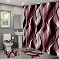 thumbnail image 3 of 4PCS Navy Blue Bathroom Sets with Shower Curtain and Rugs, Abstract Striped Shower Curtain Sets with Rugs, Modern Luxury Bathroom Curtains Shower Set Accessories, 3 of 6
