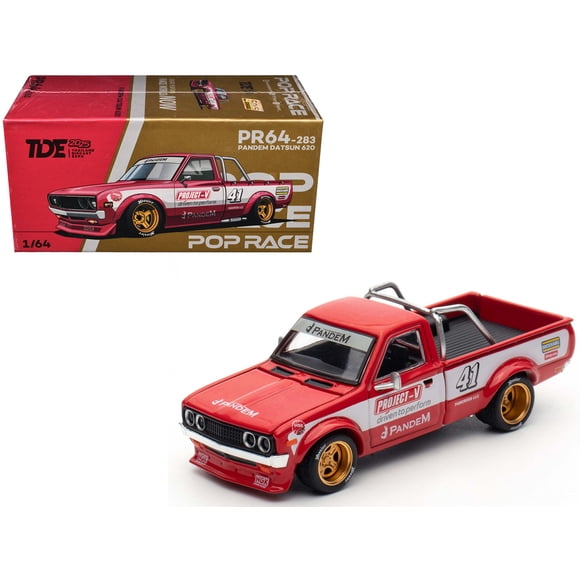 Datsun Pandem 620 Truck #41 Red Metallic with White and Graphics "2025 Thailand Diecast Expo" 1/64 Diecast Model Car by Pop Race