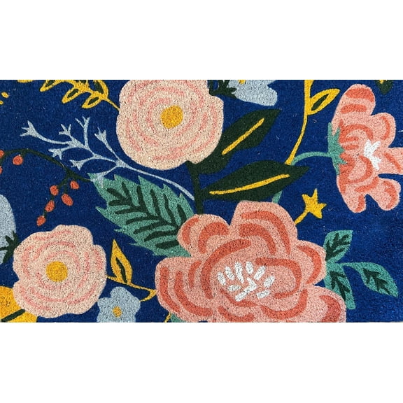 Mainstays 17x30 Blue Floral Printed Coir Doormat