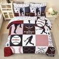 thumbnail image 2 of PERFEMET Red Twin Size Baseball Comforter Set 6Pcs Reversible Boy Sport Bedding Set Lighweight Athletic Ball Prints Bed in a Bag for All Season(Red,Twin), 2 of 10