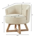 thumbnail image 6 of Ergonomic Swivel Chair with Cross-Base Rubberwood Frame, Mid-Back Linen Cushion & Padded Arms - Versatile Lounge Seat for Home Office or Living Room - Beige, 6 of 6