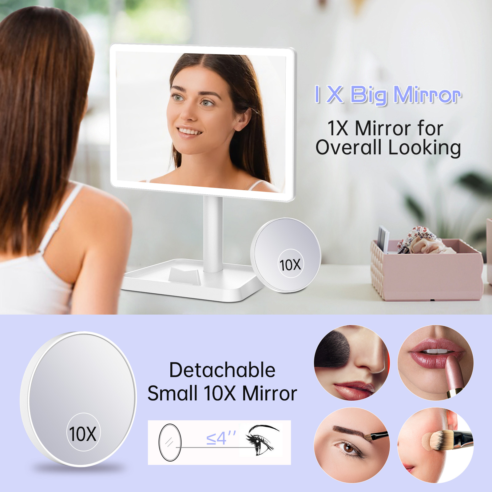 Funtouch Rechargeable Makeup Mirror with 96 LEDs photo 7
