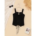 thumbnail image 5 of Ocealan Kid Girl Pirate Queen Lace Up Vest Wide Straps Waistcoat Top Gothic Undershirts Black 8, 5 of 7