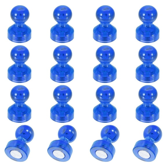 Uxcell 16pcs Magnets Push Pins, 0.7x0.5" Strong Fridge Magnets Magnetic Whiteboard Decorative Thumbtacks for Refrigerator Locker Calendar Office, Blue