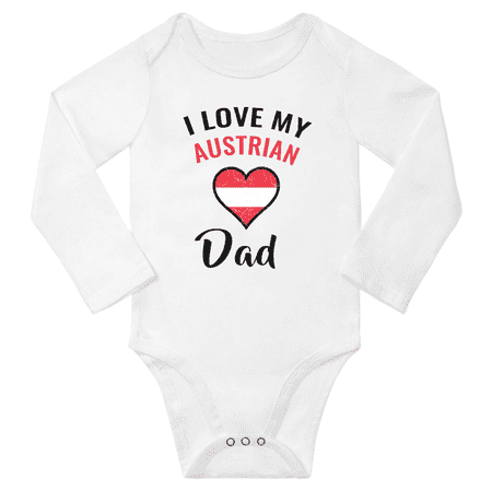 

I Love My Austrian Dad Baby Long Slevve Romper Bodysuit (White 12-18 Months)
