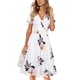 thumbnail image 1 of Vestido de verano para mujer, manga corta, escote en V, vestido cruzado hasta la rodilla con bolsillos, 1 of 5